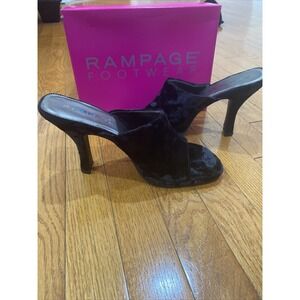 Rampage Slip On Sexy Heels Y2K  Square Toe Velvet‎ Open Toe Size 9.5